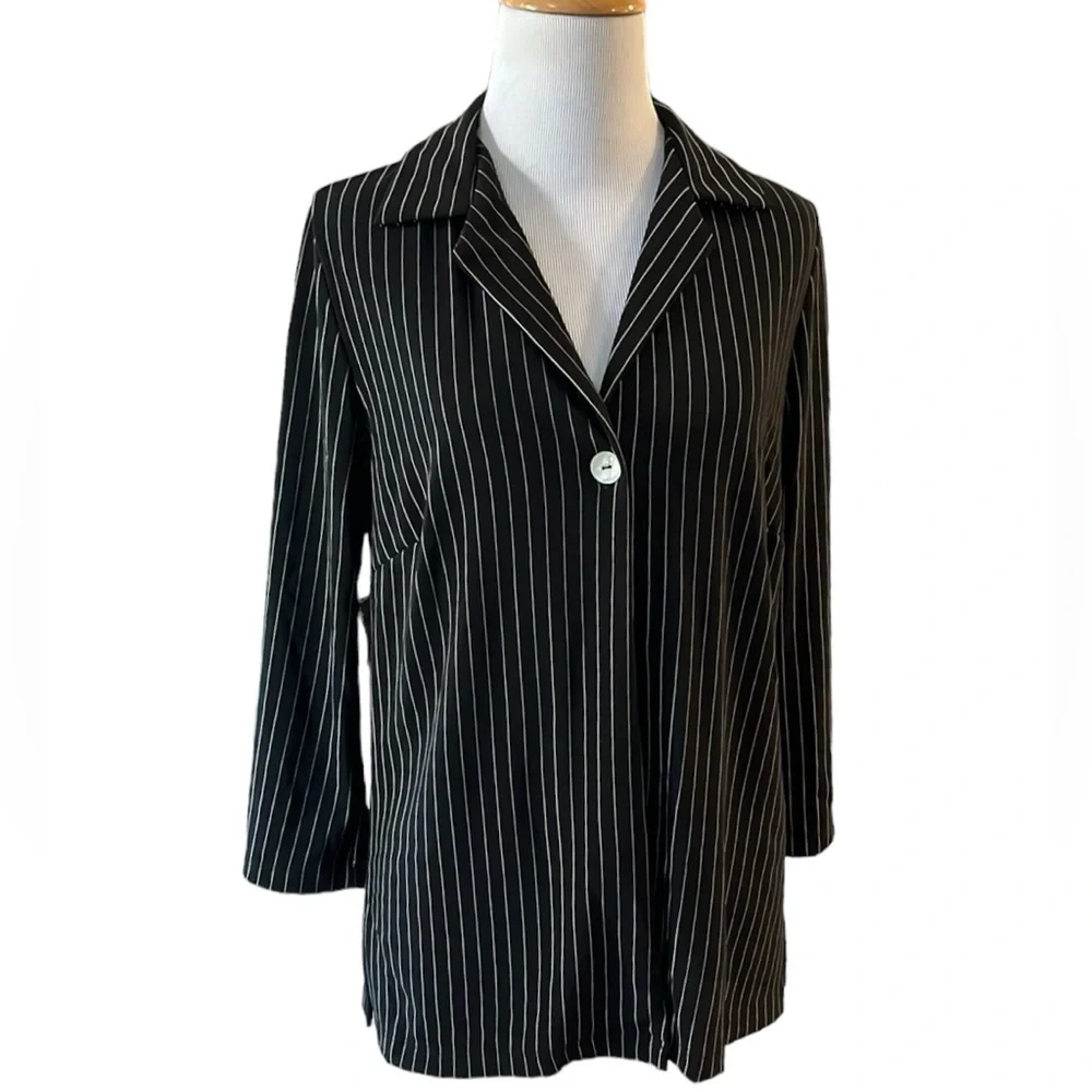 VINTAGE RAFAEL PINSTRIPE JACKET BLACK WHITE SIZE SMALL